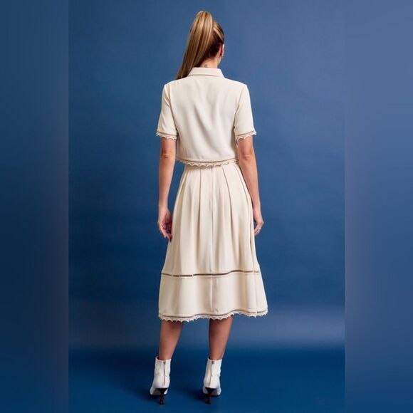 503. Chic Cream Two-Piece Skirt and Top Set - Picture 5 of 10